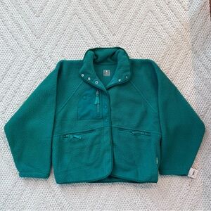 NWT Free People Hit The Slopes Green Fleece Jacket M